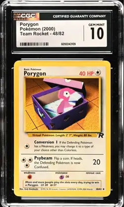 CGC 10 GEM MINT Porygon 48/82 Team Rocket Vintage WOTC 2000 Pokemon - Image 1