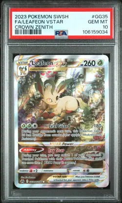 Pokemon Leafeon VSTAR GG35/GG70 2023 Crown Zenith Ultra Rare Card - PSA 10 - Image 1