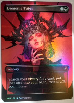 Demonic Tutor FOIL Proxy Card with Custom Anime Playtest Art Design - Image 1