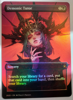 Demonic Tutor FOIL Proxy Card with Custom Anime Playtest Art Design - Image 3