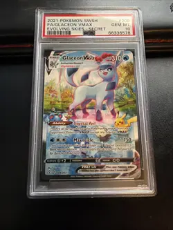 Pokemon TCG Glaceon VMAX Evolving Skies Holo Ultra Rare Card 209/203 PSA 10 - Image 1