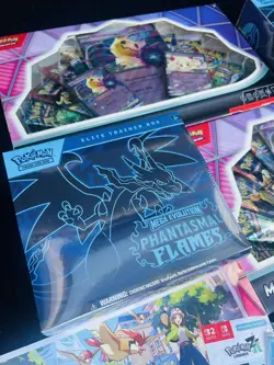 Pokemon Phantasmal Flames ETB Box - FACTORY SEALED in Hand + promo Card - Image 1