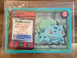 Bulbasaur Tackle Leech Seed Jr Adventure Game Card Pokemon Nintendo 1999 - Image 1