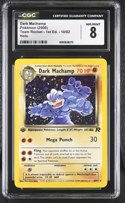 CGC 8 Dark Machamp Team Rocket 1st Edition 10/82 Holo Pokemon Card - Image 1