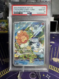 PSA 10 Castform Sunny Form 195/191 Surging Sparks Illustration Rare Pokemon Card - Image 1