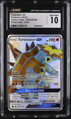TURTONATOR GX Shiny Vault Holo Rare #SV52 CGC 10 Pokemon - Image 1