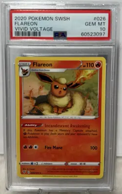 2020 POKEMON SWSH - FLAREON #026 - VIVID VOLTAGE - PSA 10 GEM MT - Image 1