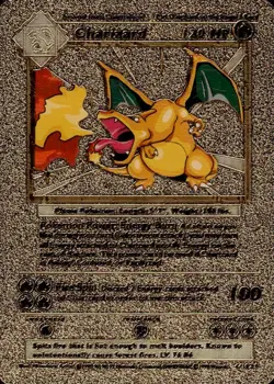 1999 WOTC Pokemon Charizard Gold Foil Fan Art Textured Card 4/102 - Rare - Image 1