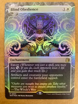 MTG 1x FOIL Blind Obedience 1 Wilds of Eldraine Enchanting Tales Magic the x1 NM - Image 1