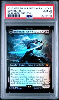 2025 MTG EXTENDED ART FOIL SEPHIROTH FABLED SOLDIER/ ONE-WINGED ANGEL PSA 10 - Image 1