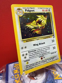 SWIRL WOTC - Pidgeot 14/130 PERFECT SWIRL- Base Set 2 Holo Pokemon Card LP/NM - Image 2