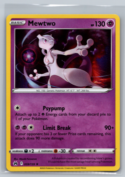 Mewtwo 059/159 Pokemon Crown Zenith Holo Rare NM - Image 1