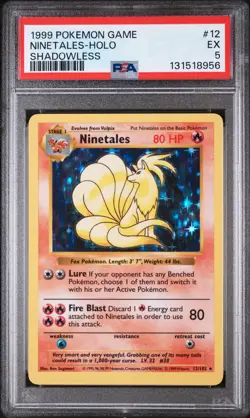 Vintage Ninetales 12/102 Base Set shadowless holo - PSA graded 5 - Pokemon TCG - Image 1
