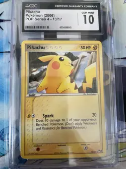 Pokemon Pikachu 13/17 Pop Series 4 Non Holo CGC 10 GEM MINT 2006 - Image 1