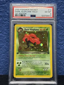 2000 POKEMON ROCKET 1ST EDITION #13 DARK VILEPLUME-HOLO PSA 6 - Image 1