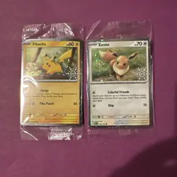 Pokemon TCG Holiday Calendar Pikachu 25/165 & Eevee 133/165 Snowflake Promo - Image 1