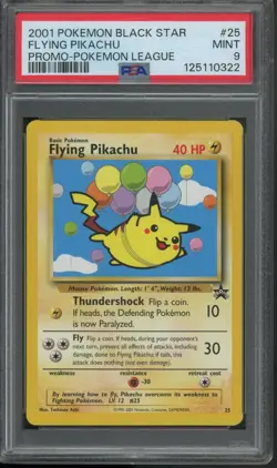2001 Pokemon TCG Flying Pikachu #25 Black Star Promo Graded PSA 9 MINT (WOTC) - Image 1