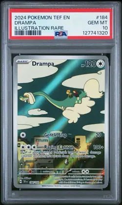 2024 POKEMON TEF EN-TEMPORAL FORCES ILLUSTRATION RARE #184 DRAMPA PSA 10 - Image 1