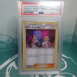 PSA GEM MINT 10 English Pokemon 2019 Hidden Fates Jessie & James - Holo 58/68 - Image 1