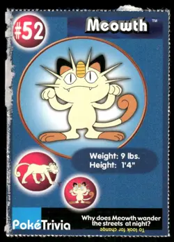 Pokemon Tcg Meowth #52 Pokemon Burger King HP - Image 1