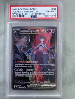 Pokemon TCG Team Rockets Mewtwo EX Sir Destined Rivals Card 231/182 PSA 10 Gem - Image 1
