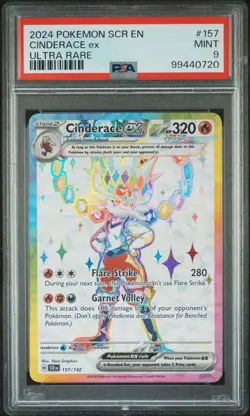 PSA 9 MINT Cinderace ex 157/142 Stellar Crown ULTRA RARE Pokemon Card - Image 1