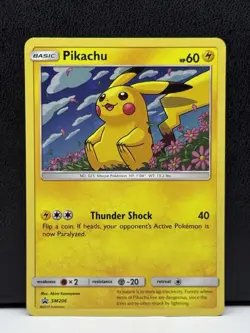 Pokemon Card TCG - Pikachu SM206 Black Star Promo Near Mint w/ SWIRL 🌀 - Image 1