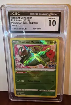 Pokemon Go Radiant Venusaur Holo Card 004/078 CGC 10 Gem Mint - Image 2