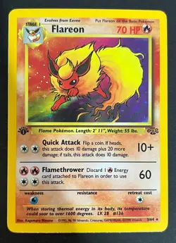 Flareon 3/64 1st Edition Jungle Holo - WOTC Pokemon Card Near Mint - Image 2