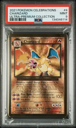 Pokemon Charizard Metal Card 2021 Celebrations UPC Promo #4 PSA 9 Mint - Image 1