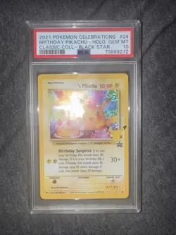 2021 Celebrations Pikachu Holo Birthday Card #24 Gem Mint PSA 10 - Image 1