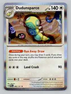 Holo Dudunsparce #129/162 Rare SV05: Temporal Forces Pokemon - Image 1