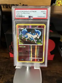 2009 POKEMON PLATINUM ARCEUS PONYTA REVERSE FOIL SH11 PSA 7 - Image 1