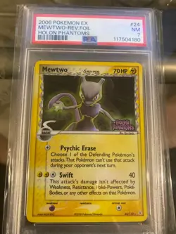 2006 Pokemon EX Holon Phantoms Mewtwo Delta Species Reverse Holo #24 PSA 7 - Image 1