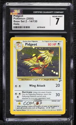 Pidgeot Holo Pokemon Base Set 2 CGC 7 2000 - Image 1
