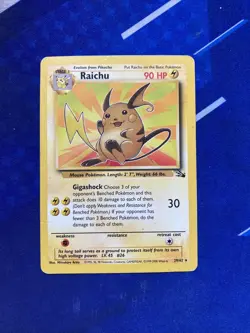 Pokemon Raichu 29/62 Fossil Unlimited HP - Image 1