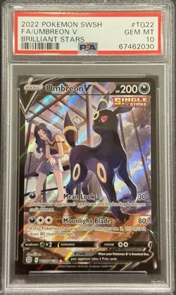 2022 PSA 10 POKEMON SWSH BRILLIANT STARS FULL ART UMBREON V 🌙 - Image 1