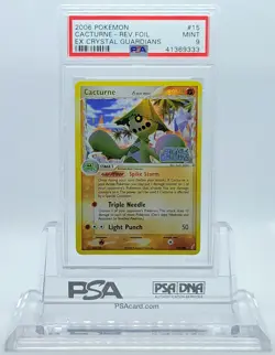 Pokemon CRYSTAL GUARDIANS CACTURNE #15 REVERSE HOLO FOIL PSA 9 MINT #41369333 - Image 2