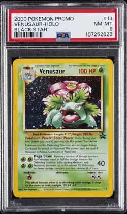 2000 POKEMON PROMO BLACK STAR #13 VENUSAUR-HOLO PSA 8 - Image 1