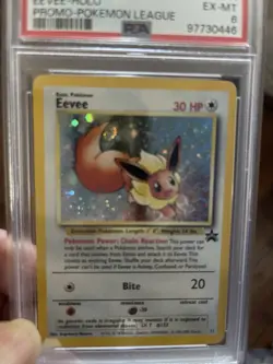 2000 POKEMON BLACK STAR #11 EEVEE HOLO PROMO POKEMON LEAGUE PSA 6, Tail Swirl. - Image 1
