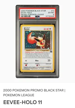 2000 POKEMON BLACK STAR #11 EEVEE HOLO PROMO POKEMON LEAGUE PSA 6, Tail Swirl. - Image 2
