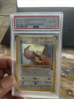 2000 POKEMON BLACK STAR #11 EEVEE HOLO PROMO POKEMON LEAGUE PSA 6, Tail Swirl. - Image 4