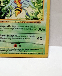 beedrill shadowless 17/102 base set 1999 Pokemon WOTC MP rare - Image 3