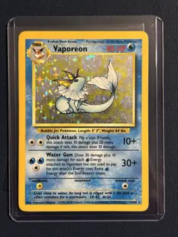 Rare No Symbol Error card Pokemon TCG Jungle Vaporeon Holo Card - Image 1