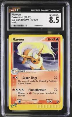 CGC 8.5 Flareon 2003 EX Sandstorm 5/100 Holo Pokemon Card - Image 1