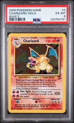Charizard ⭐ 004/130 Base Set 2 Holo Pokemon Card PSA 6 JUST GRADED - Image 1