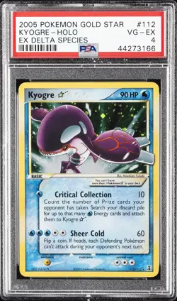 2005 POKEMON EX DELTA SPECIES GOLD STAR #112 KYOGRE-HOLO PSA 4 - Image 1