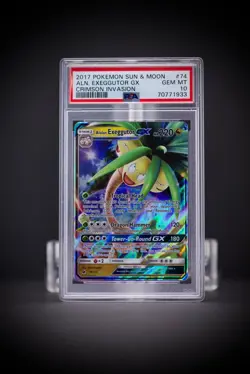 2017 Pokemon SM Crimson Invasion Alolan Exeggutor GX 74 PSA 10 - Image 1