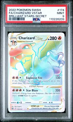 2022 Pokemon Charizard VSTAR Secret Rainbow #174 PSA 9 Mint - Brilliant Stars - Image 2