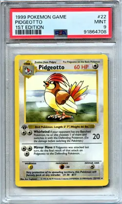 Pokemon PSA 9 Mint 1st Edition Pidgeotto Rare 22/102 1st Edition Base Set - Image 1